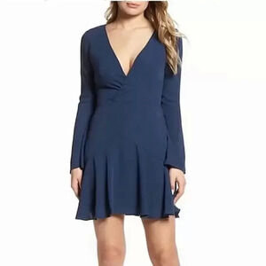 COOPER ST | NAVY VNECK LONG SLEEVE  MINI DRESS